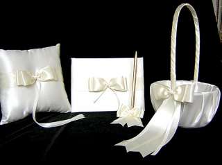   FLOWER GIRL BASKET,A RING BEARER PILLOW AND A GUEST BOOK WITH PEN SET