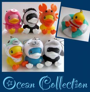 Cosplay Rubber Duck Keychain phone strap Ocean Collection Crab Shark 