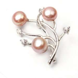 purple freshwater pearl white gold plated brooch pin 