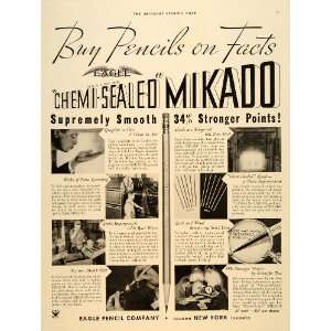 1935 Ad Chemi Sealed Mikado Pencil Eagle Lead Graphite 