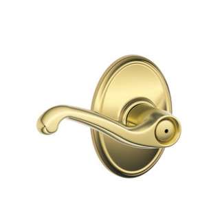 Schlage F40FLA605WKF Polished Brass Privacy Flair Door Leverset with 