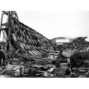  Wreckage of German Planes in Bomb Destroyed Hangar after 