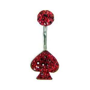 Crystal Ace of Spades Belly Ring by GlitZ JewelZ ©   Siam Red Crystal 