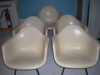 Vintage Herman Miller Eames Shell Arm Chairs With Labels Mid Century 