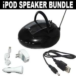  Portable Boombox Radio and Speakers (Black) with Bonus 3 