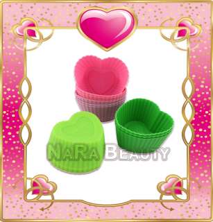 6Pcs Silicone Heart Shape Cup Cake Muffin Baking Mould  