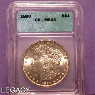 1890 P MORGAN SILVER DOLLAR ICG MS64 NICE COIN (GST+  