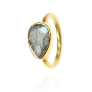  Gold ring with semi precious stone Labradorite Size 6 