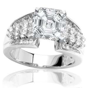 White Gold Princess Cut Wedding Ring Only with a 1.2 Carat Cushion Cut 