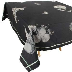   Black Jacquard Double Woven Cotton Tablecloth 63 x 82