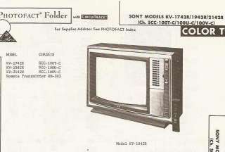 Sony KV 1742R KV 1942R KV 2142R Television TV Photofact  