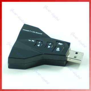   Virtual 7.1 CH Channel USB 2.0 3D Audio Sound Card Adapter Mic Speaker