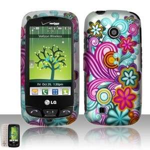 Purple Blue Flower Case Cover for LG Cosmos Touch VN270  