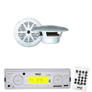 Pyle Marine Radio Receiver and Speaker Package   PLMR88W AM/FM MPX IN 