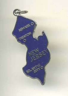 Vintage enamel MAP charm NEW JERSEY STATE  