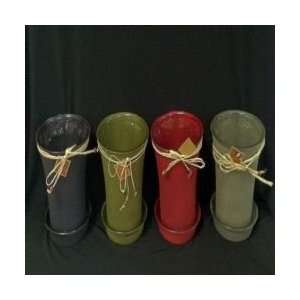  Decorative Sanded Glass Vases Colors Red, Green, Blue 