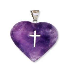   Religious Jewelry, Genuine Amethyst with Sterling Silver and a Leather