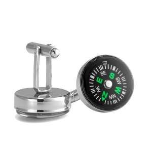   Rhodium Plated Cuff Links With Bullet Backs Closures 