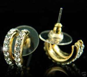 Gold Plated Huggie Earrings use Swarovski Crystal SE017  
