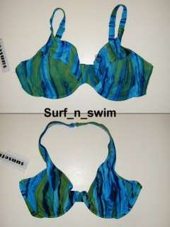SUNSETS SEPARATE swimsuit D, DD, E cup bra tops PEACOCK  