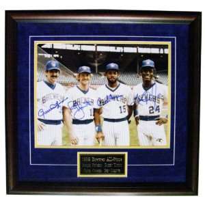  Milwaukee Brewers 1982 All Stars Quad Autographed Framed 