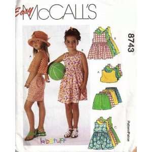  McCalls Sewing Pattern 8743 Girls Dress, Rompers, Top 