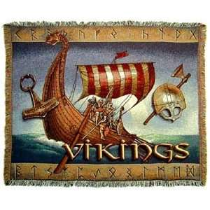  Vikings Ship Norsemen Viking Longship Cotton Tapestry 