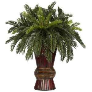   By Nearly Natural Cycas w/Bamboo Vase Silk Plant