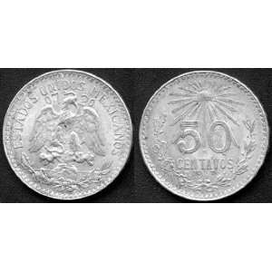  1943 Mexican Silver 50 Centavos    Almost Uncirculated 