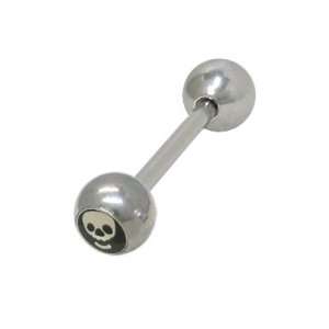    Skull Head Logo Surgical Steel Barbell Tongue Ring Jewelry
