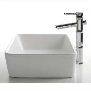 Kraus 15 Ceramic Square Vessel Sink in White KCV 120 812679016837 