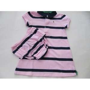  Ralph Lauren Dress with Bottoms Pink and Blue Stripe 12 