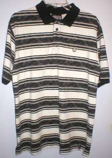South Pole ~ Black and white striped polo shirt, size M  
