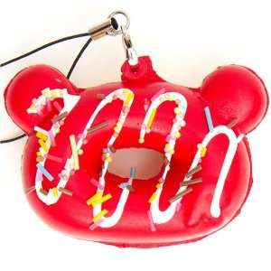    red Rilakkuma donut squishy cellphone charm sprinkles Toys & Games