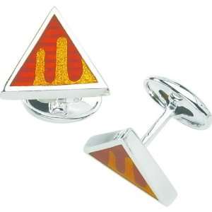  Sterling Silver Resin Triangle Cuff Links Jewelry