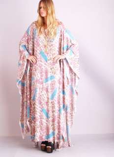 Vtg 70s INDIA NOUVEAU Draped Paisley ASYMM Ethnic Hippie Caftan Maxi 