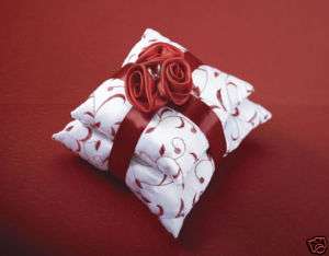 NEW RED AND WHITE WEDDING CEREMONY RING BEARERS PILLOW  