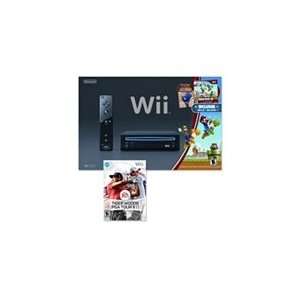 Black Wii Console with New Super Mario Bros. and Tiger Woods PGA Tour 