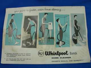 Vintage RCA Whirlpool BAMBI Cannister Vacuum Cleaner Attachment Manual 