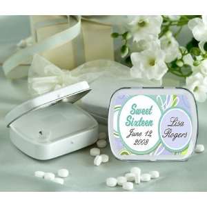 Wedding Favors Blue Floral Design Sweet Sixteen Personalized Glossy 