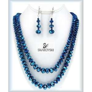  Swarovski Crystal Necklace Set Sapphire Blue Beads NSW02 