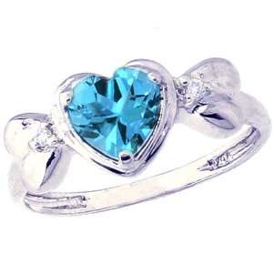   Sweet Heart and Diamond Ring Swiss Blue Topaz, size5 diViene Jewelry