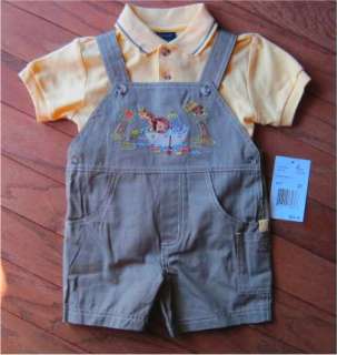 Toddler Boys Overalls Olive Green Overalls Yellow Shirt Baby Great Guy 