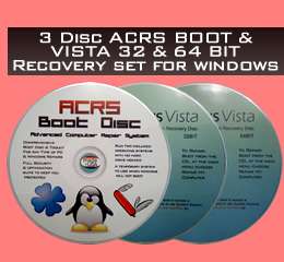 Laptop 3 Disc Recovery Set for Windows VISTA 32/64 Bit CD/Disk for 