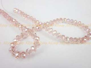 Jewelry Faceted 72 Rondelle Crystal 6x8mm Beads Pink AB  