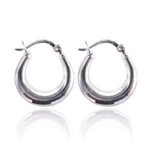    Sterling Silver Tapered Click Top Hoop Earrings 19mm Jewelry