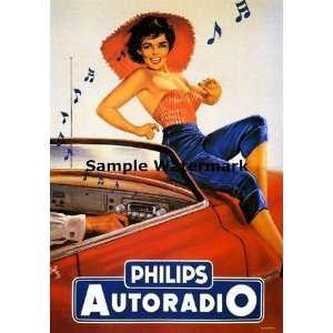 com RED CAR Automobile Philips Autoradio Girl Music Radio Pin up Girl 