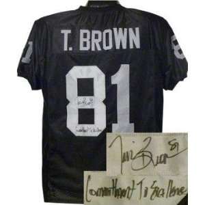  Autographed Tim Brown Uniform   Oakland Black Prostyle 