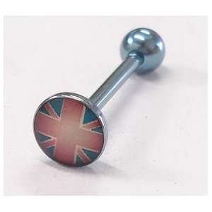    United Kingdom Union Flag Titanium Tongue Ring 