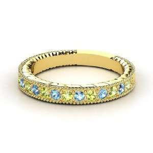   Victoria Band, 14K Yellow Gold Ring with Peridot & Blue Topaz Jewelry